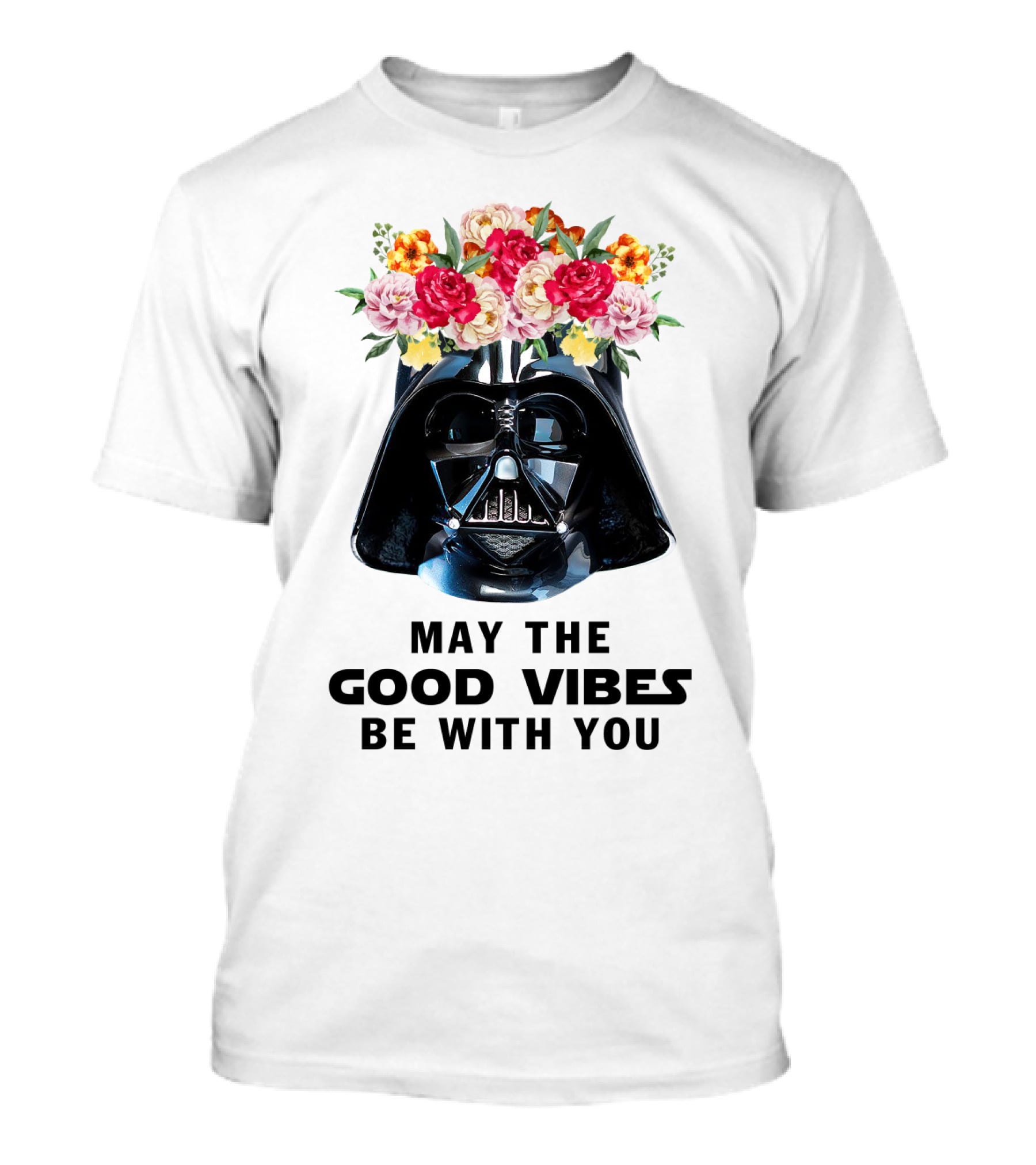 Star Wars Darth Vader May The Good Vibes Be With You Floral Helmet T-Shirt