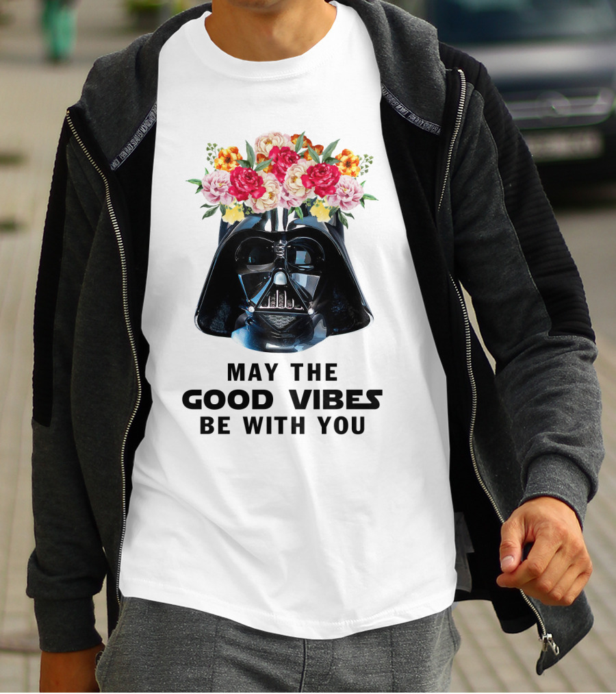 Star Wars Darth Vader May The Good Vibes Be With You Floral Helmet T-Shirt