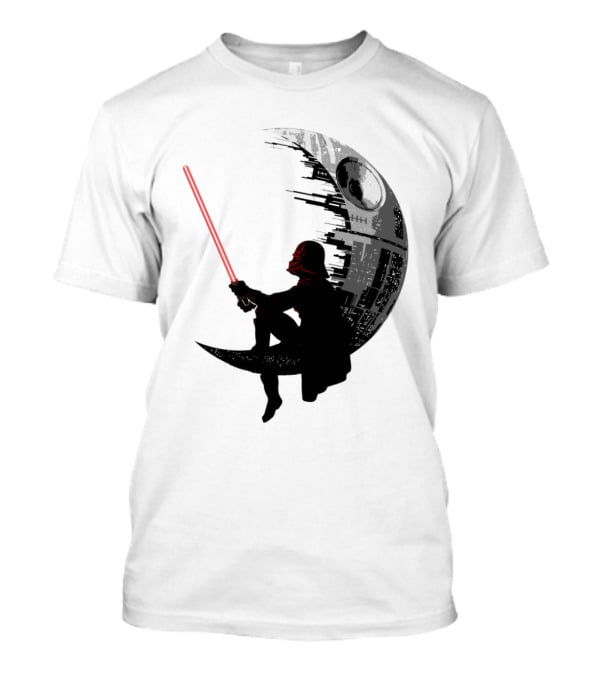 Sitting Darth Vader Death Star Moon Silhouette Star Wars T-Shirt