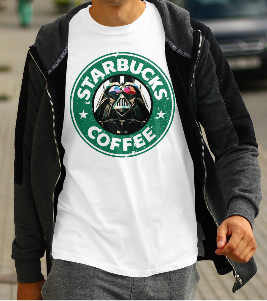 Starbucks Coffee Darth Vader Star Wars Logo Mashup T-Shirt