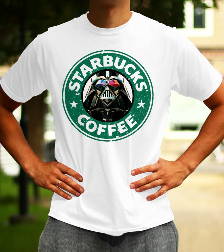Starbucks Coffee Darth Vader Star Wars Logo Mashup T-Shirt