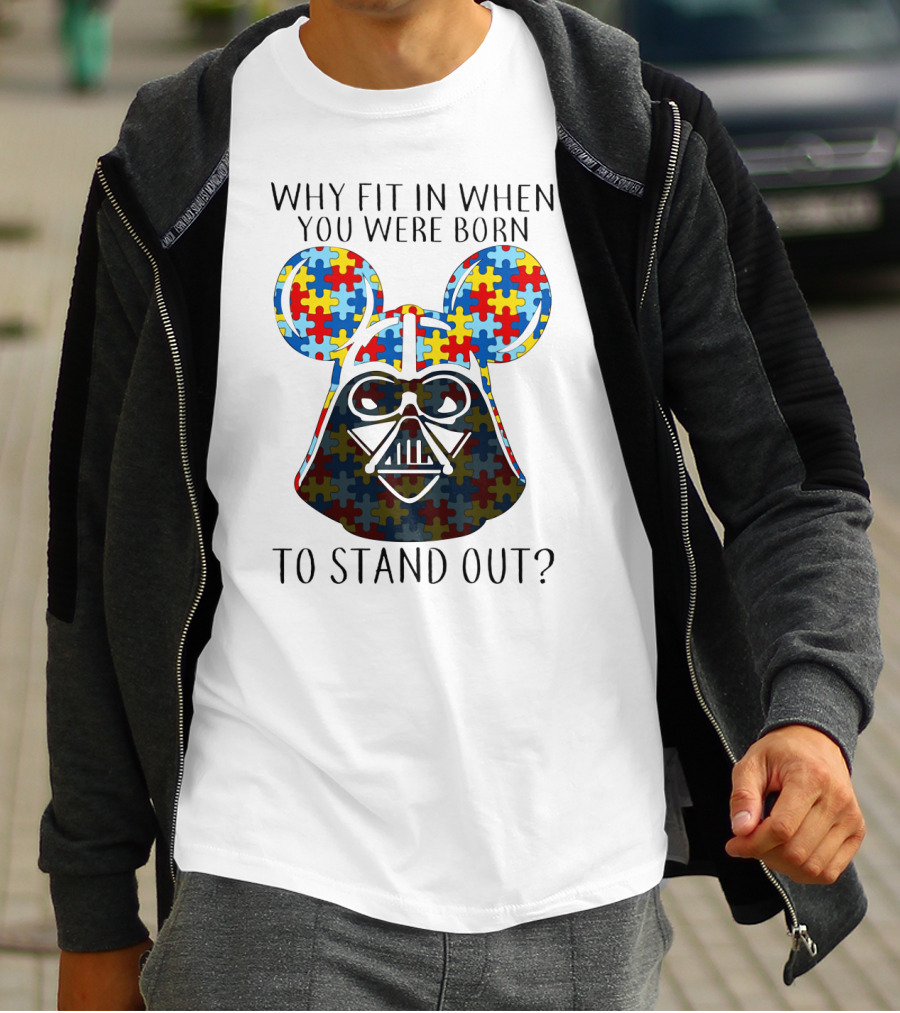 Why Fit In When You Were Born To Stand Out Darth Vader Puzzle Ears T-Shirt