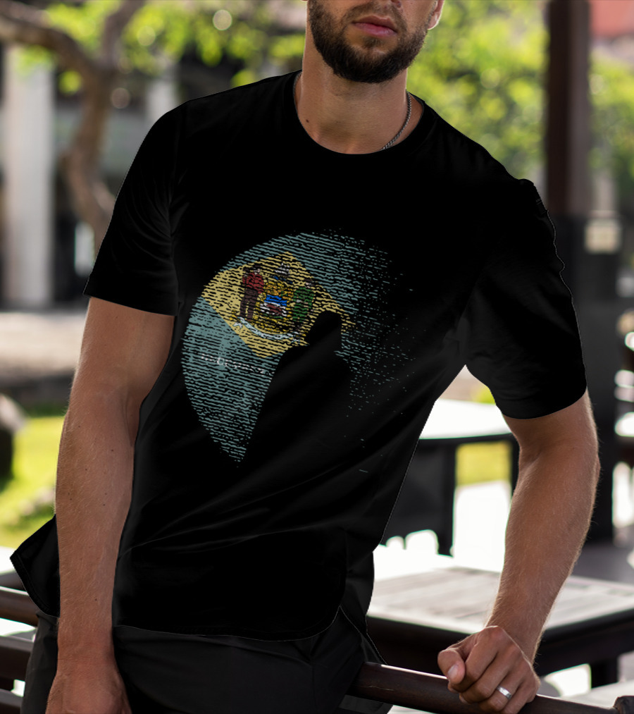 Vader Silhouette Over Delaware State Flag T-Shirt