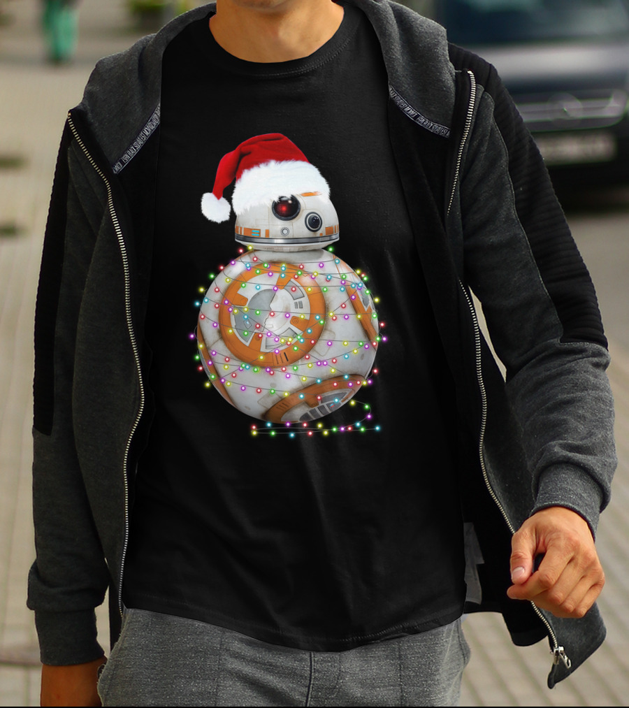 BB-8 Christmas Lights Droids Star Wars Holiday Santa Hat T-Shirt