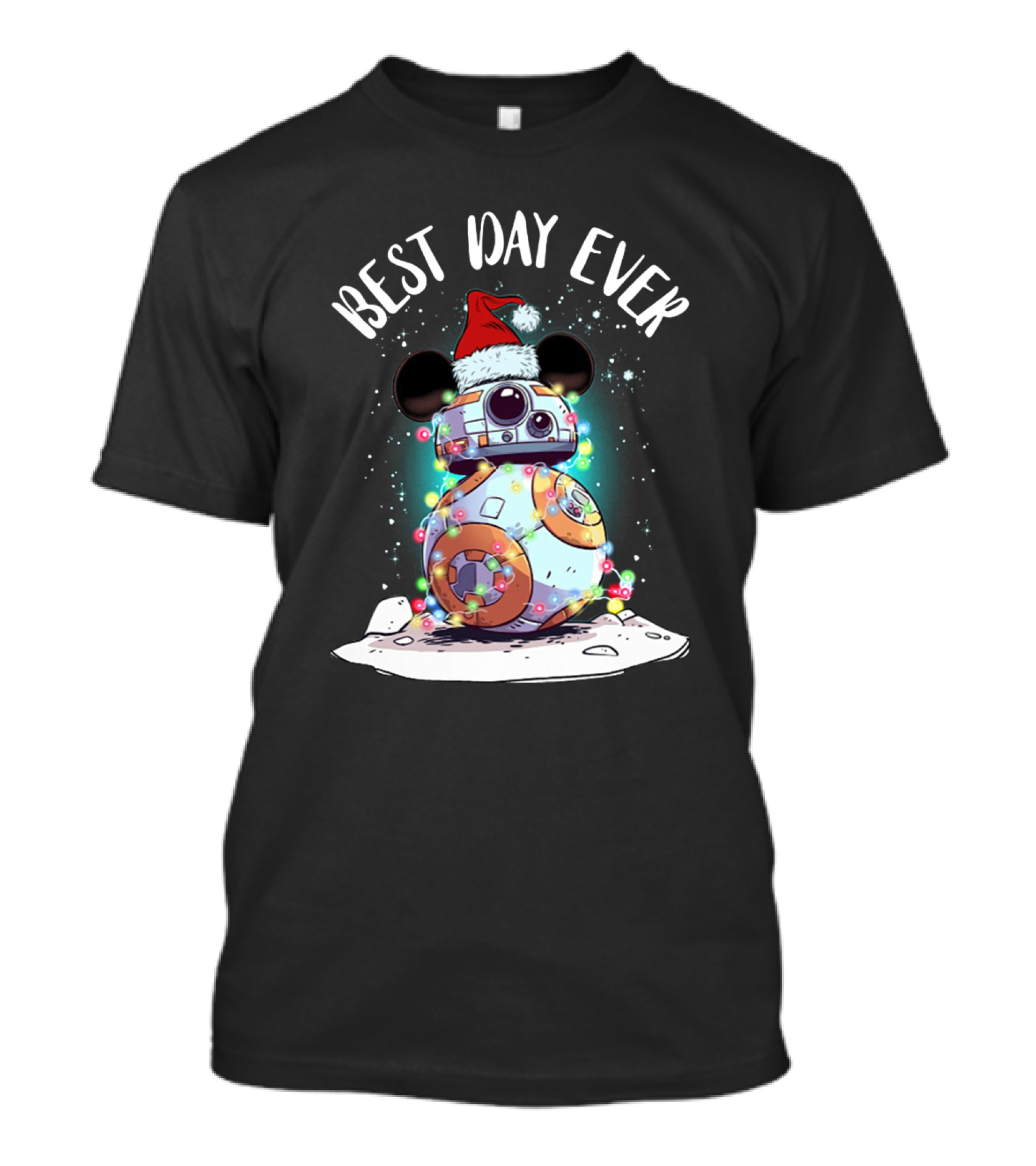 Best Day Ever BB 8 Droid Star Wars Santa Hat Mickey Ears Holiday Lights T-Shirt