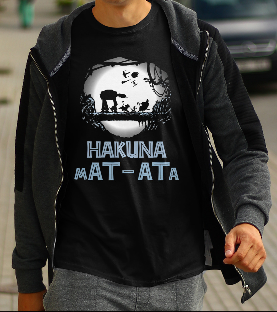 Hakuna Mat Ata Droids Star Wars AT-AT Silhouette Moon Disney Crossover T-Shirt