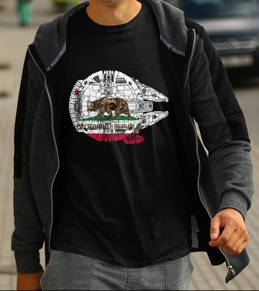 California Republic Bear And The Millennium Falcon Overlap T-Shirt
