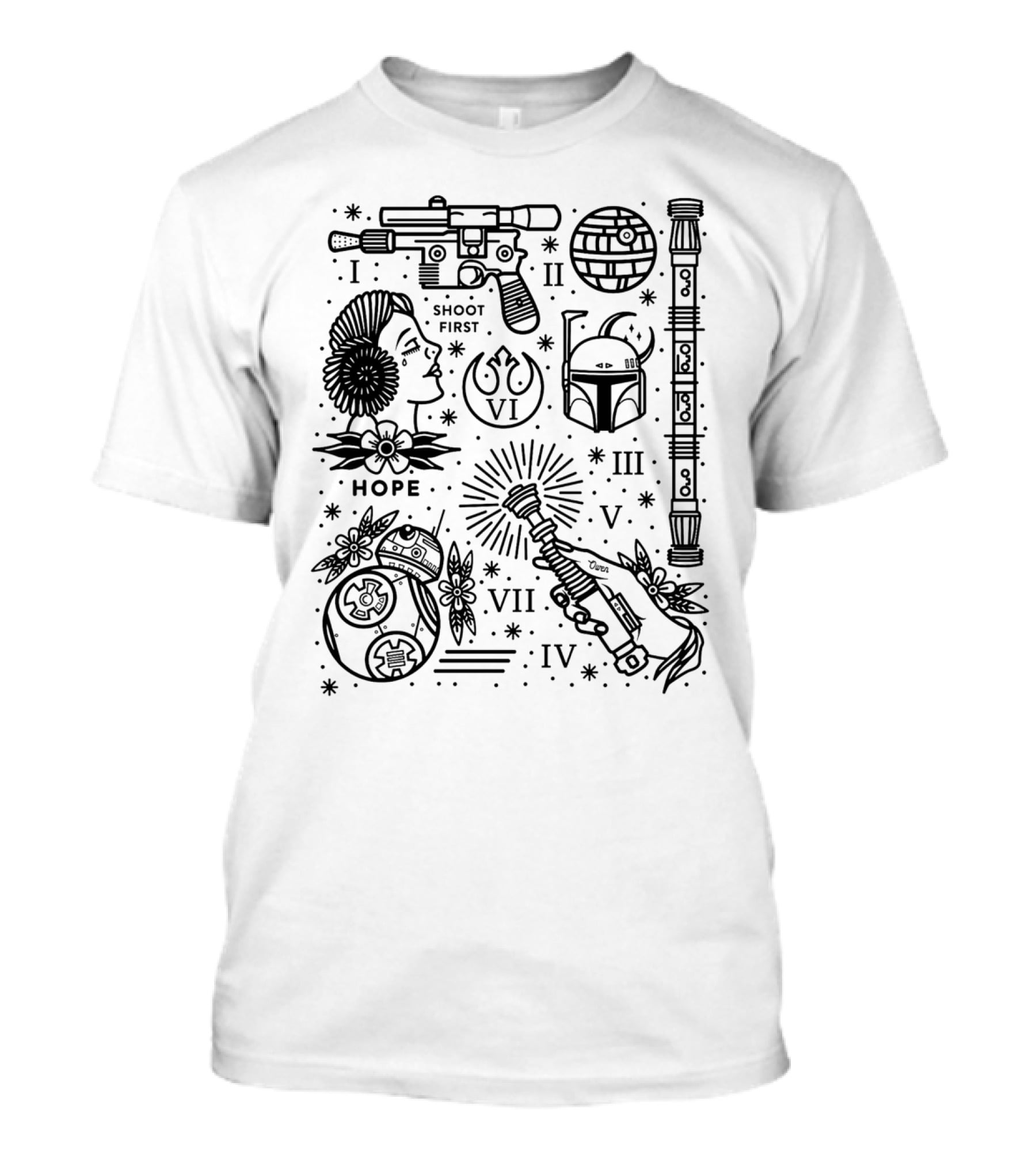 Shoot First Hope Bounty Hunter Jedi Star Wars Memories T-Shirt