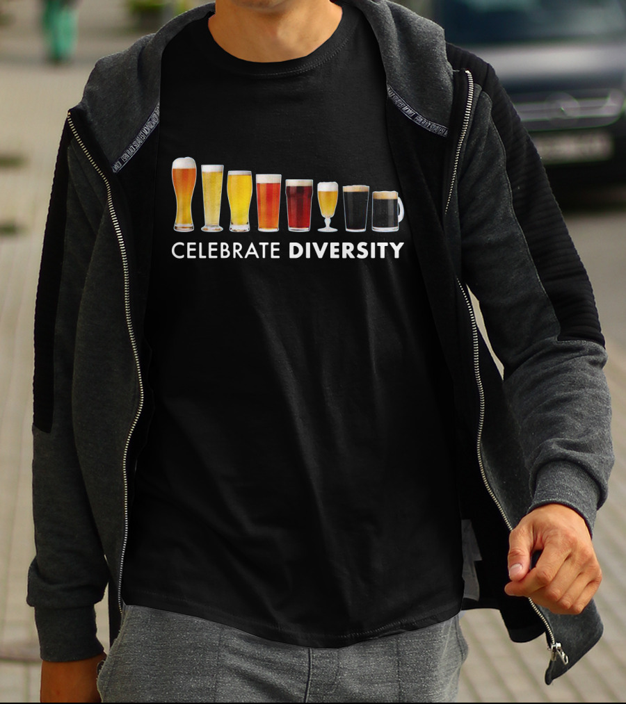 Celebrate Diversity Beer Glasses Variety For Beer Lovers T-Shirt
