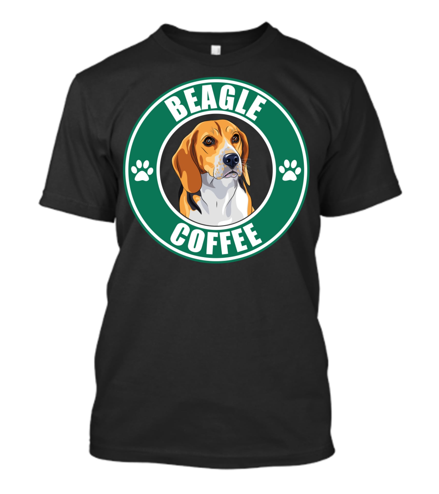 Beagle Coffee Paws Green Circle Beagle T-Shirt