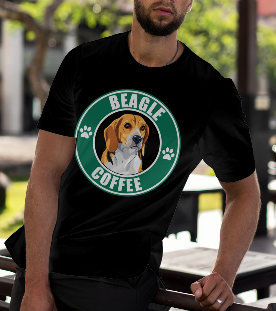 Beagle Coffee Paws Green Circle Beagle T-Shirt