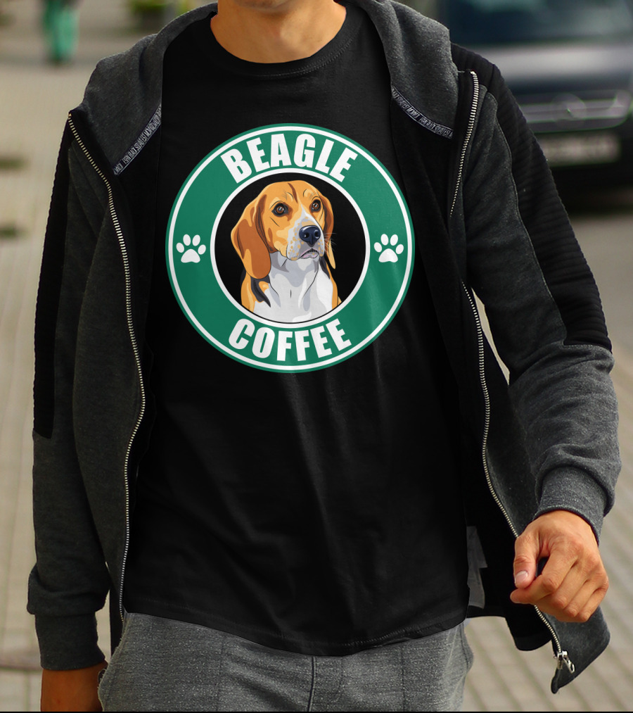 Beagle Coffee Paws Green Circle Beagle T-Shirt
