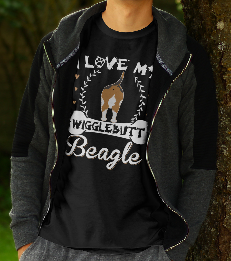 I Love My Wigglebutt Beagle Heart Paw Bone T-Shirt