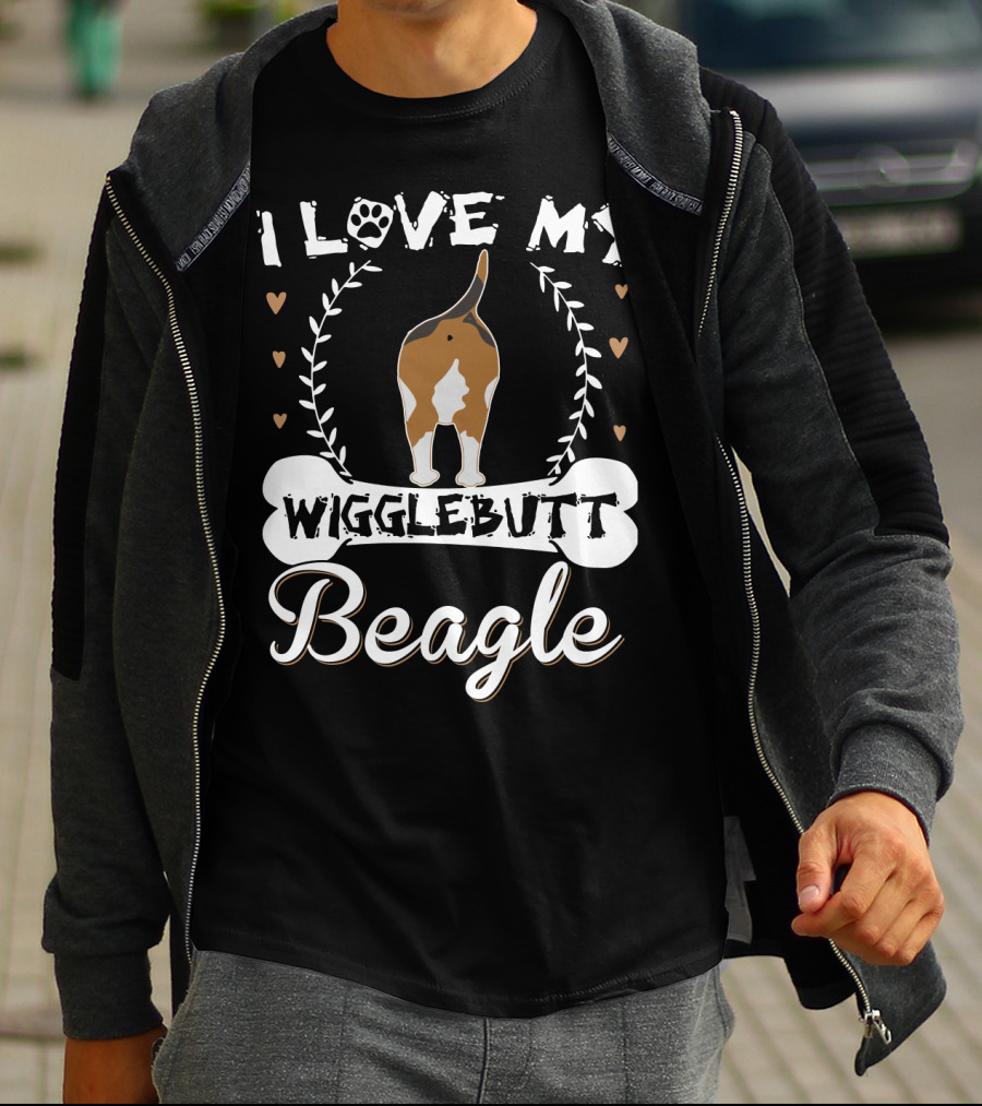 I Love My Wigglebutt Beagle Heart Paw Bone T-Shirt