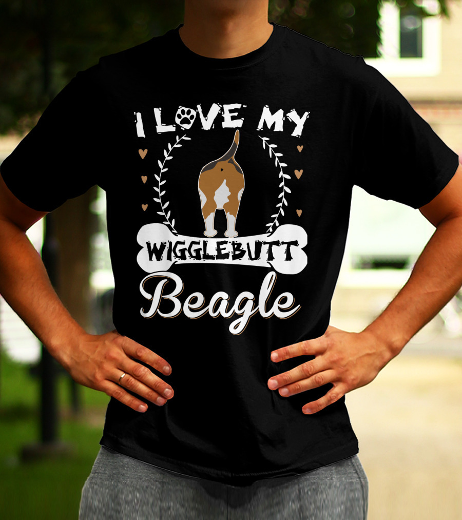 I Love My Wigglebutt Beagle Heart Paw Bone T-Shirt
