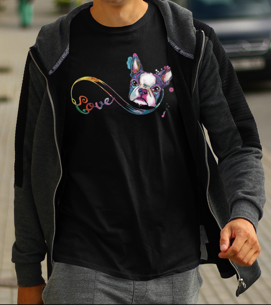 Love Boston Terrier Rainbow T-Shirt