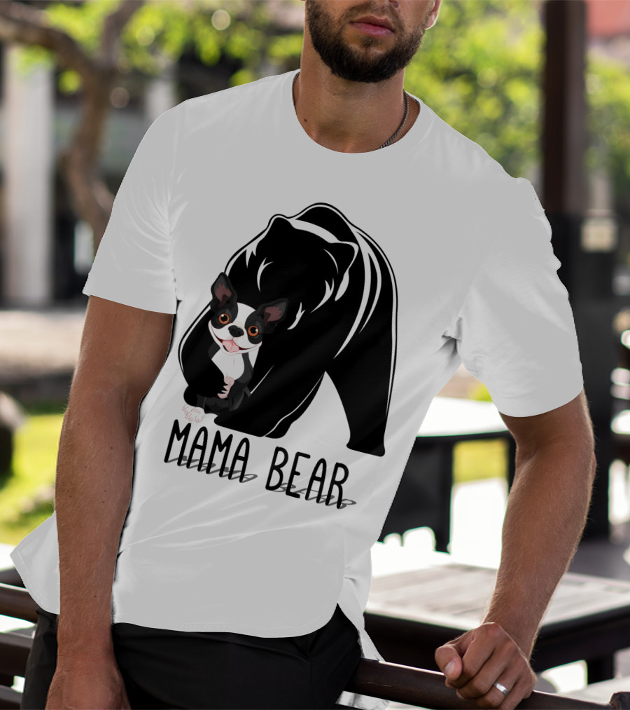 Mama Bear With Cute Dog Companion T-Shirt
