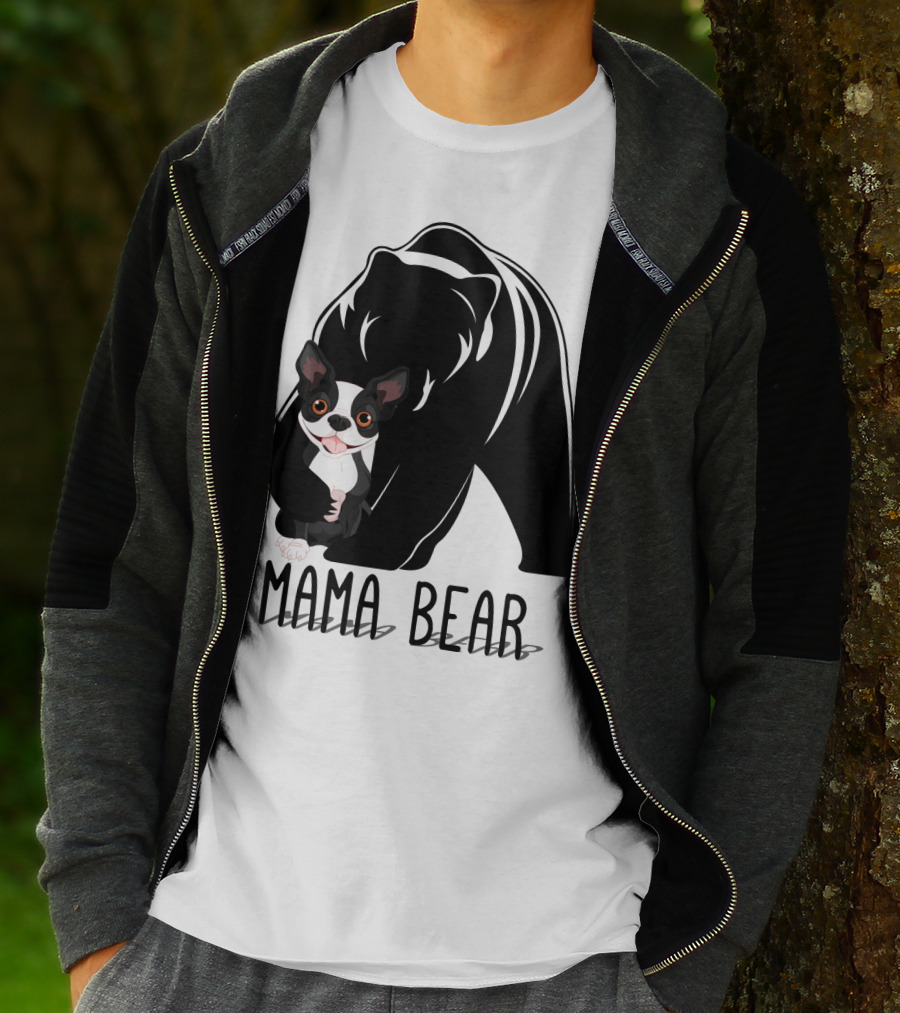 Mama Bear With Cute Dog Companion T-Shirt
