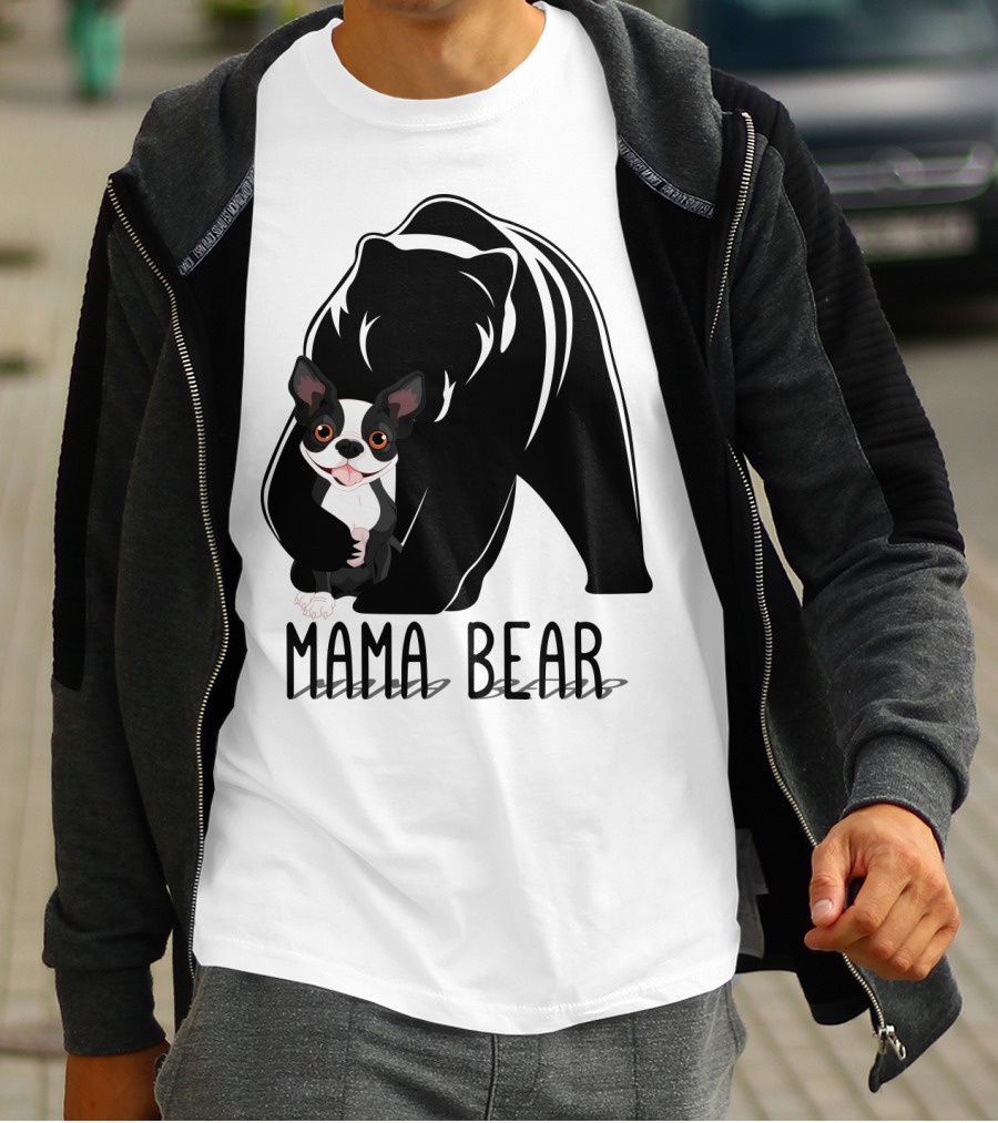 Mama Bear With Cute Dog Companion T-Shirt