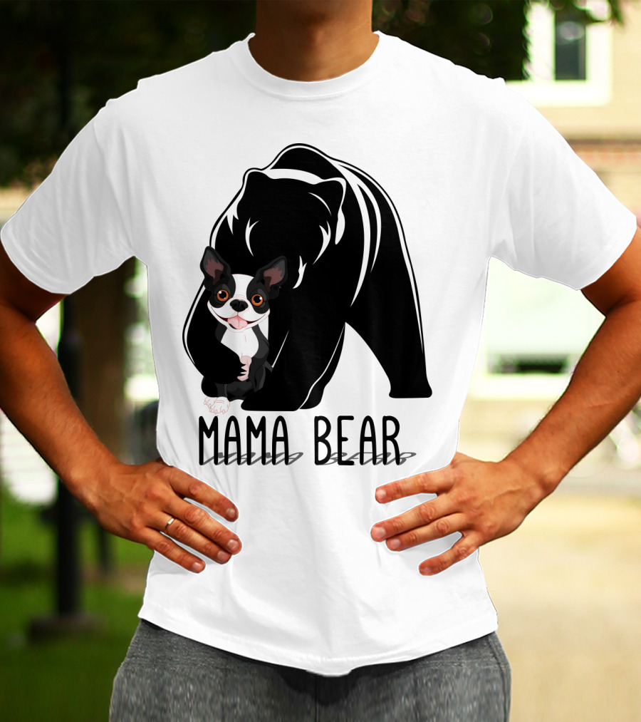 Mama Bear With Cute Dog Companion T-Shirt
