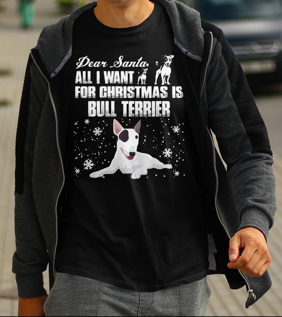 Dear Santa All I Want For Christmas Is Bull Terrier Snowflakes And Dogs T-Shirt