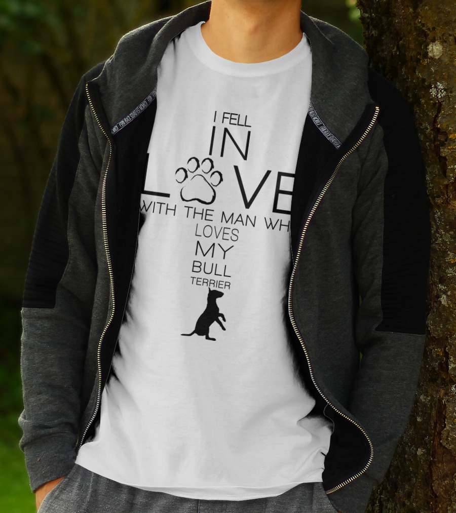 I Fell In Love With The Man Who Loves My Bull Terrier Paw Prints T-Shirt