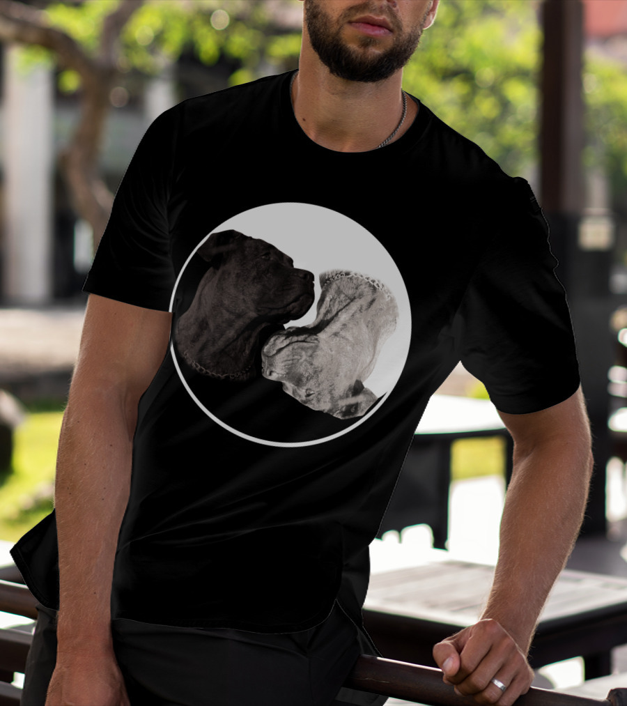 Cane Corso Yin Yang Circle With Black And White Dog Heads T-Shirt