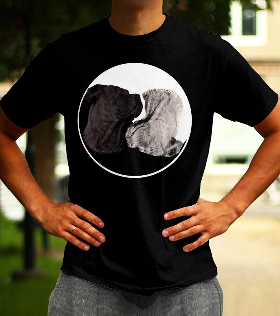 Cane Corso Yin Yang Circle With Black And White Dog Heads T-Shirt