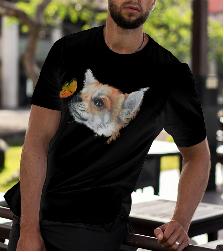 Chihuahua And Butterfly Encounter T-Shirt