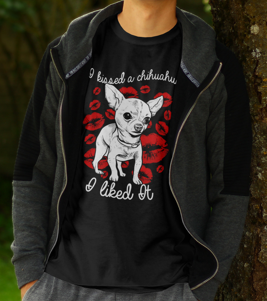 I Kissed A Chihuahua And I Liked It Red Lipstick Kiss Marks T-Shirt