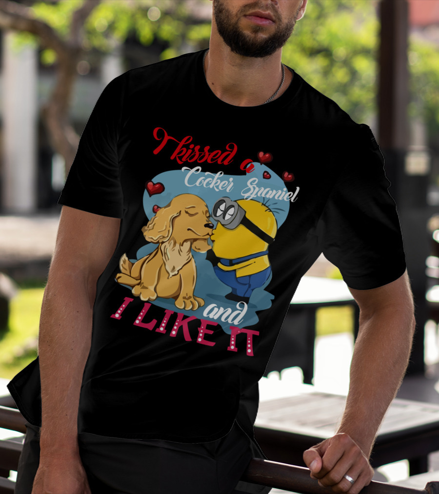 Kissed A Cocker Spaniel And I Like It Cute Minion With Hearts T-Shirt