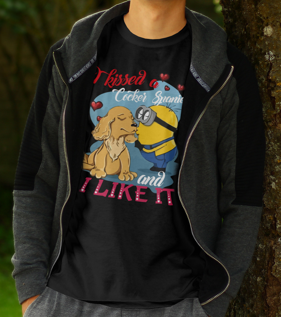 Kissed A Cocker Spaniel And I Like It Cute Minion With Hearts T-Shirt