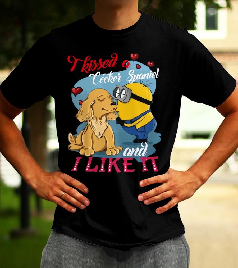 Kissed A Cocker Spaniel And I Like It Cute Minion With Hearts T-Shirt