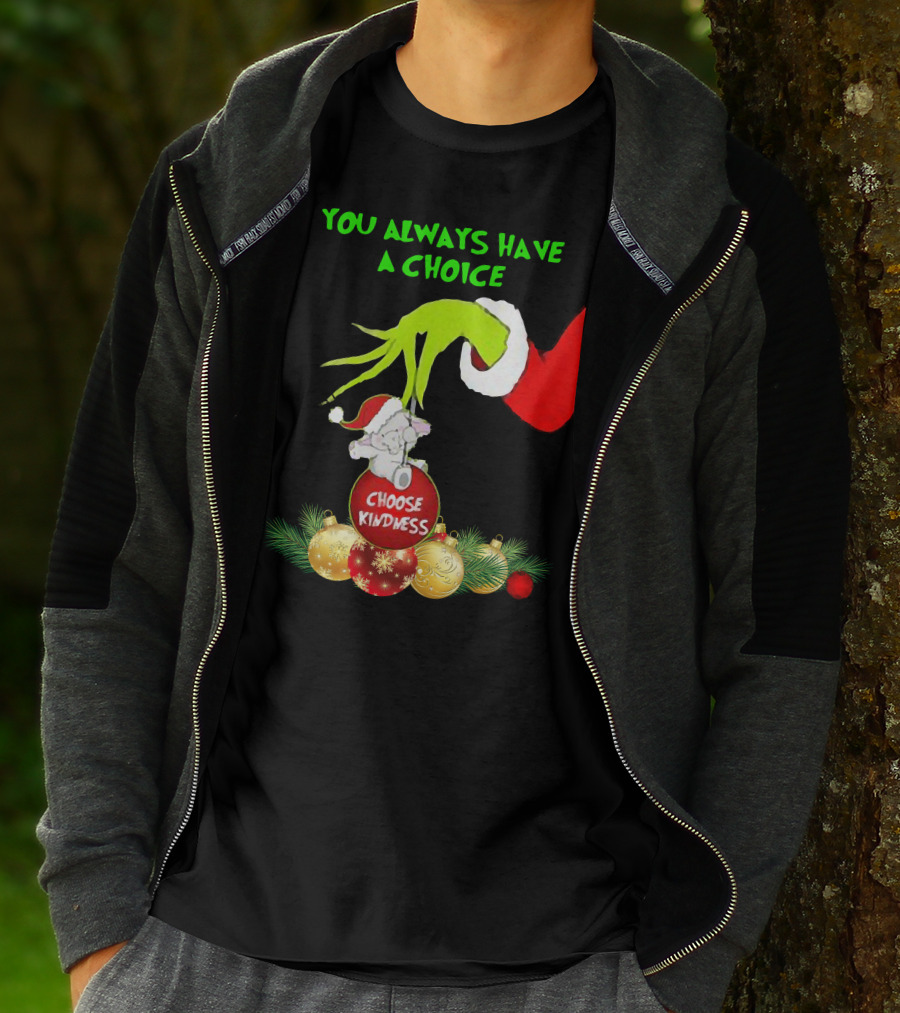 You Always Have A Choice Hand Grinch Holding Choose Kindness Ornaments T-Shirt