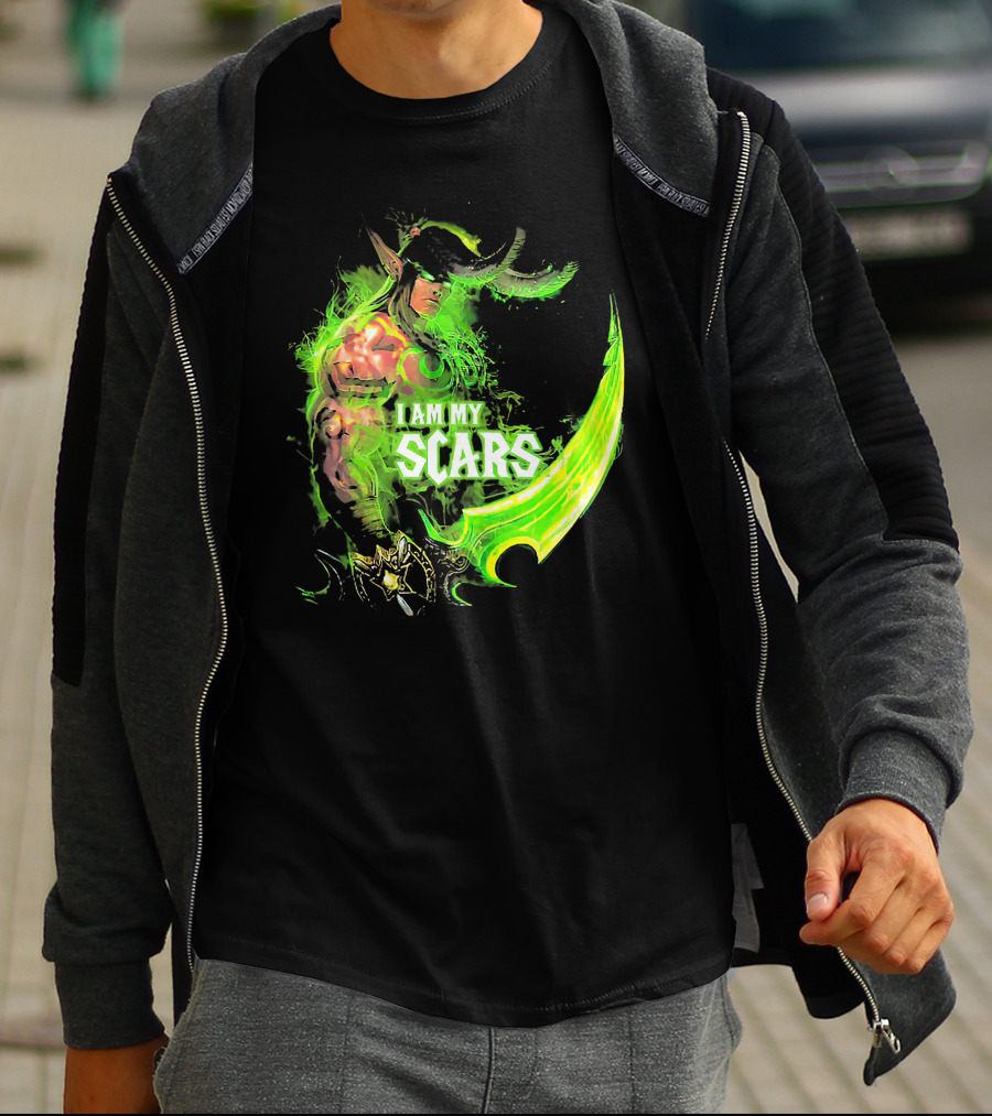 Ilidan I Am My Scars Warcraft Fantasy Character T-Shirt