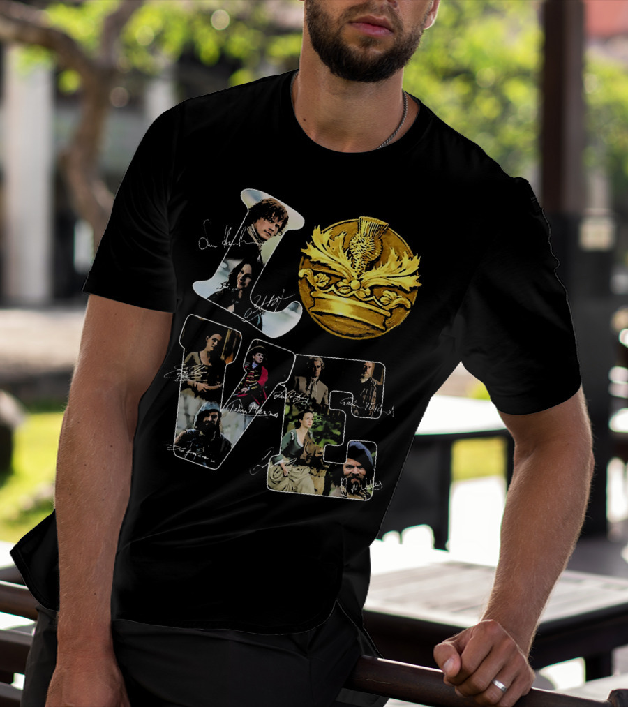 Love Outlander Crown Signature Cast Autographs T-Shirt