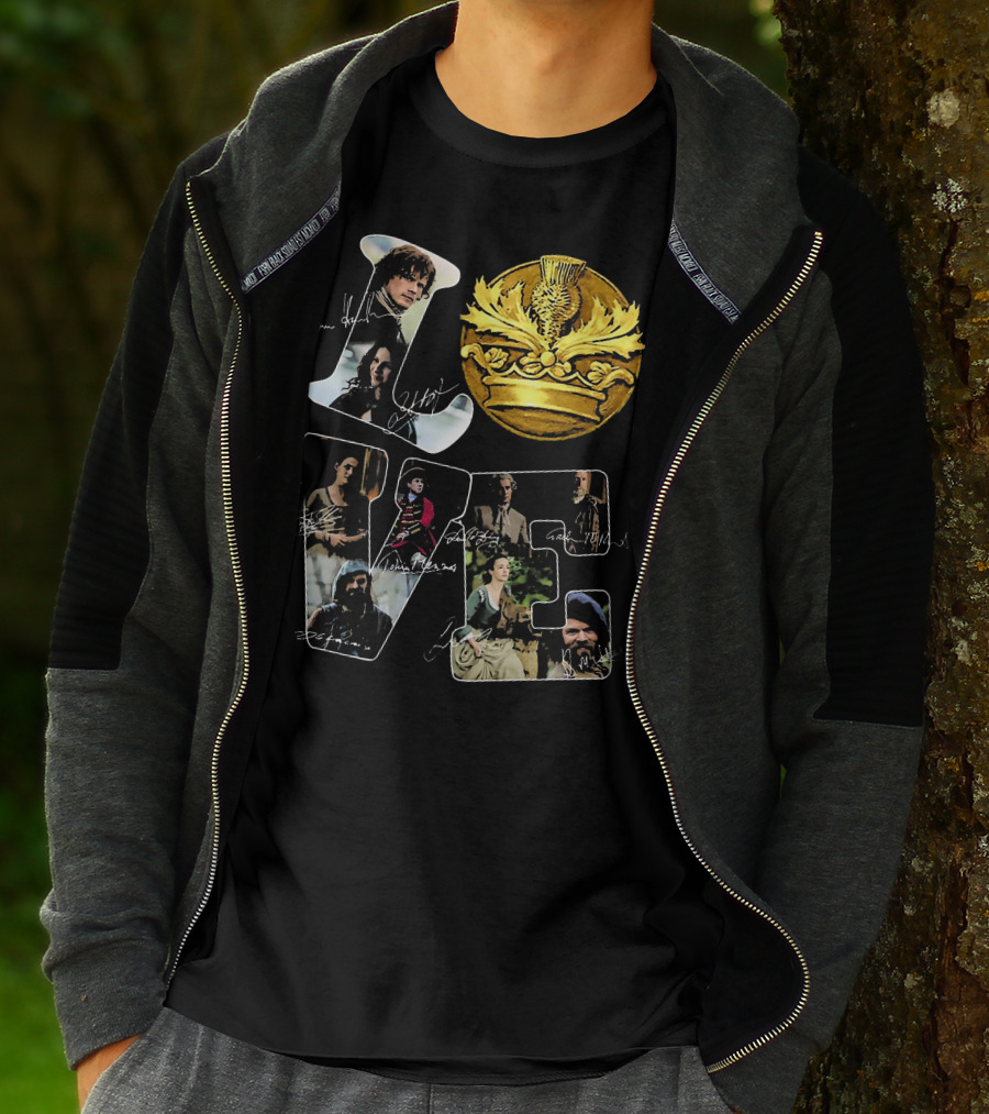 Love Outlander Crown Signature Cast Autographs T-Shirt