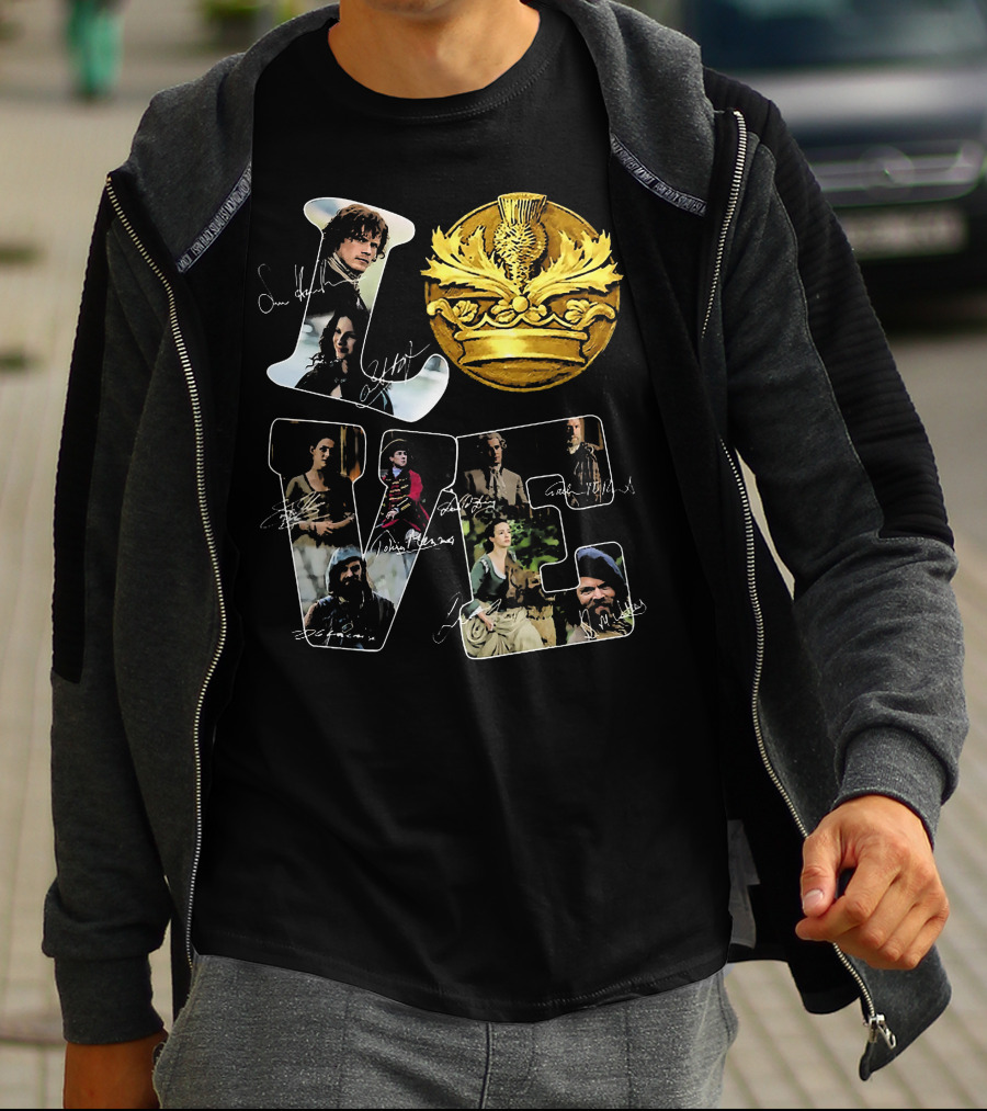 Love Outlander Crown Signature Cast Autographs T-Shirt