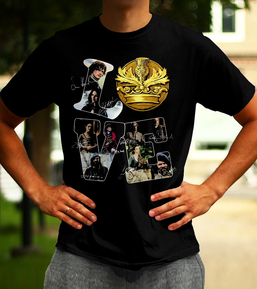 Love Outlander Crown Signature Cast Autographs T-Shirt