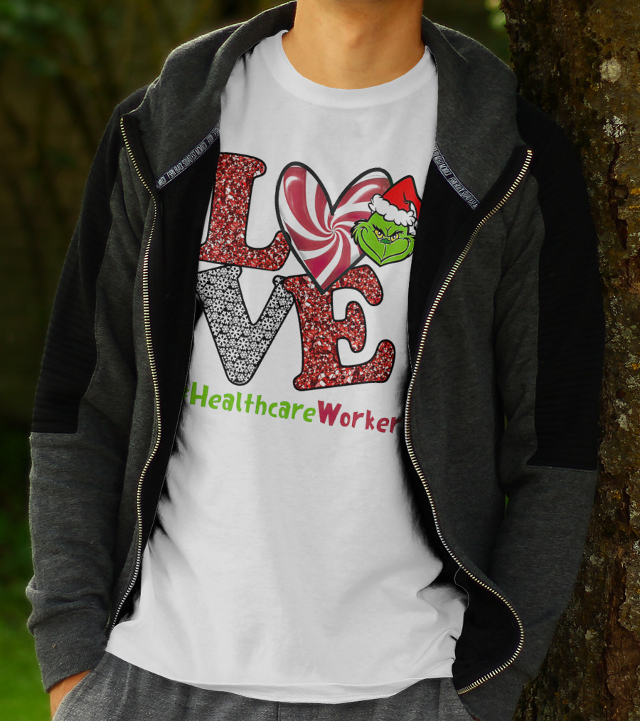 LOVE Grinch Heart #HealthcareWorker T-Shirt