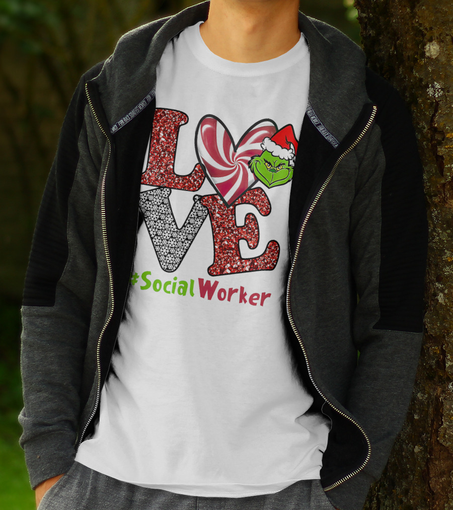 LOVE Grinch Heart #SocialWorker T-Shirt