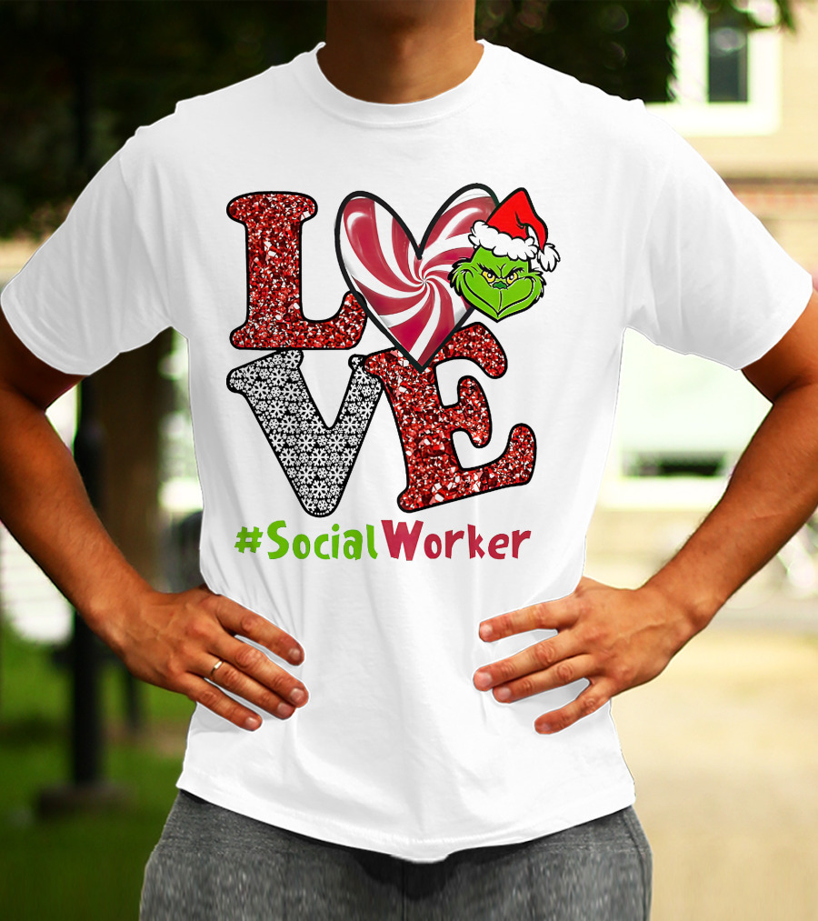 LOVE Grinch Heart #SocialWorker T-Shirt