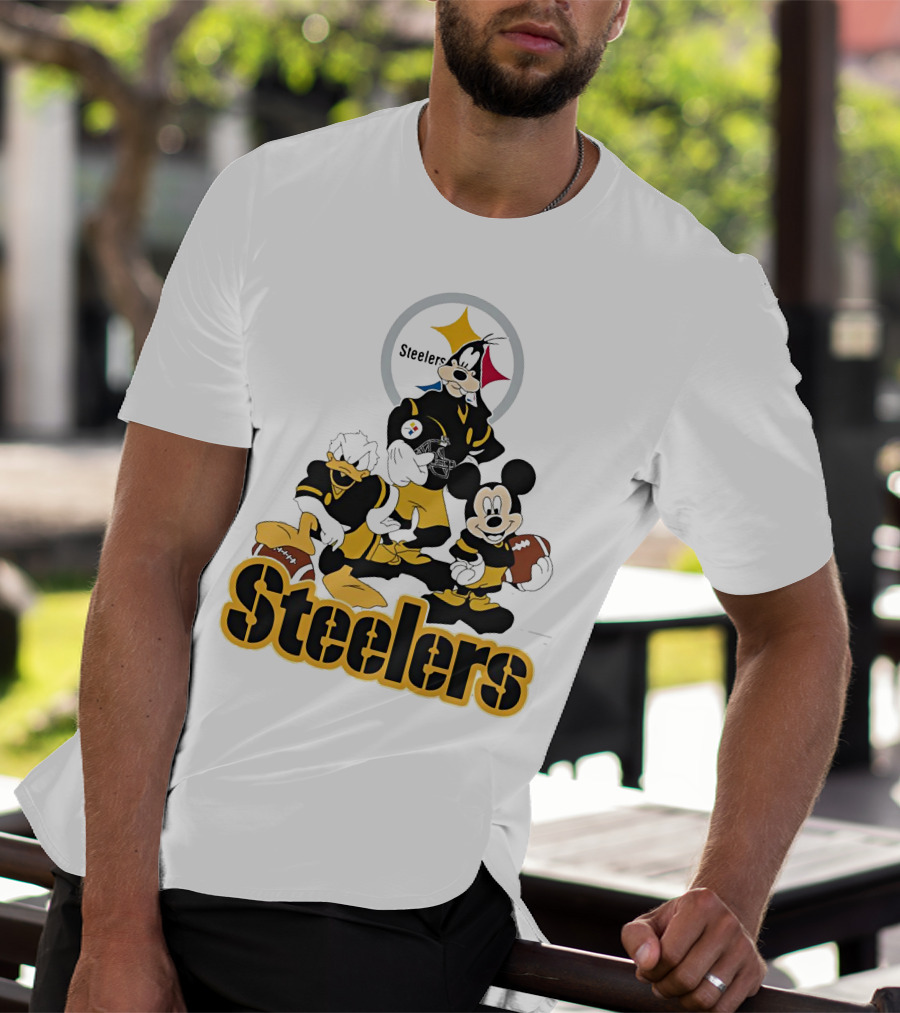 Mickey Donald Goofy Pittsburgh Steelers Football Characters T-Shirt