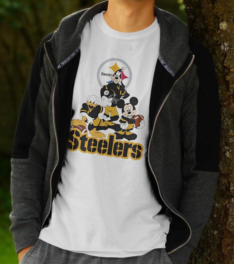 Mickey Donald Goofy Pittsburgh Steelers Football Characters T-Shirt