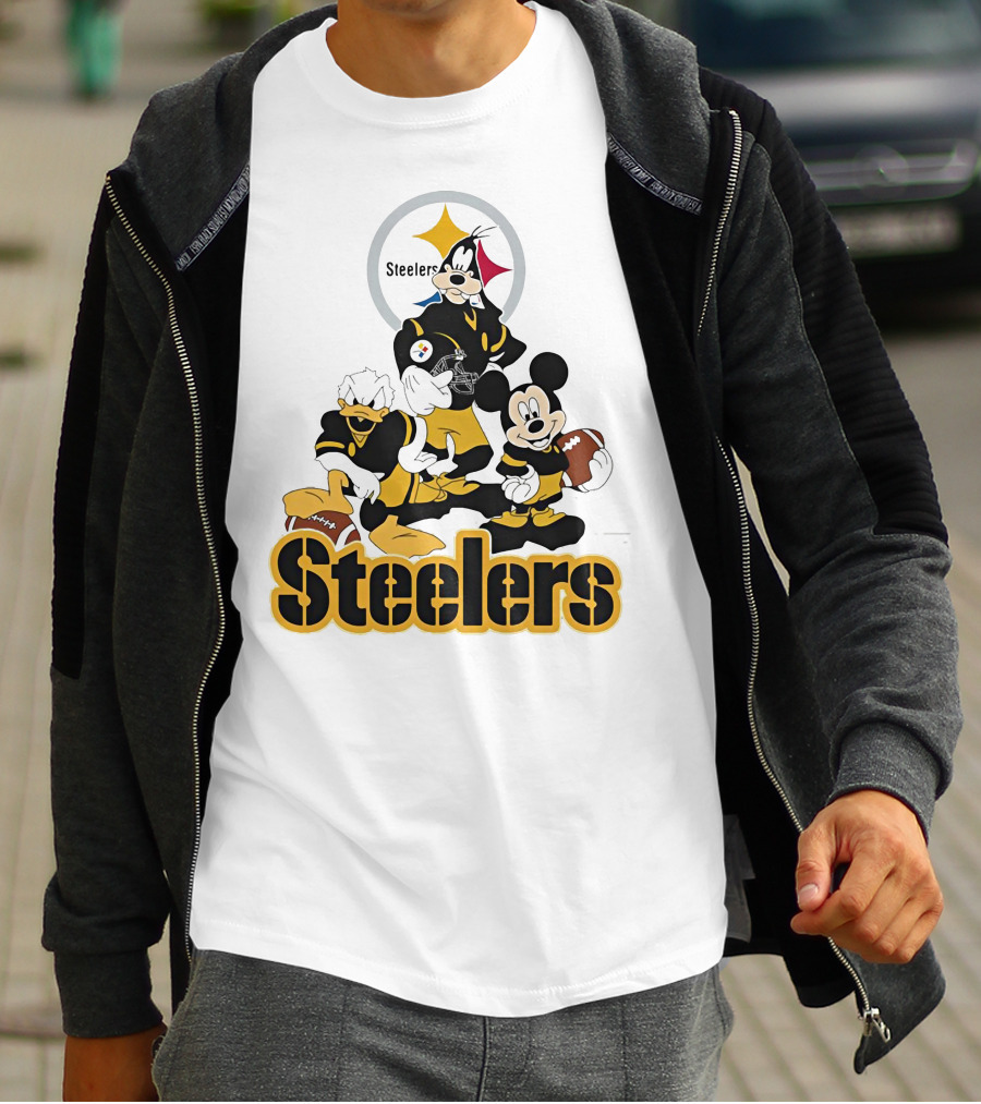 Mickey Donald Goofy Pittsburgh Steelers Football Characters T-Shirt