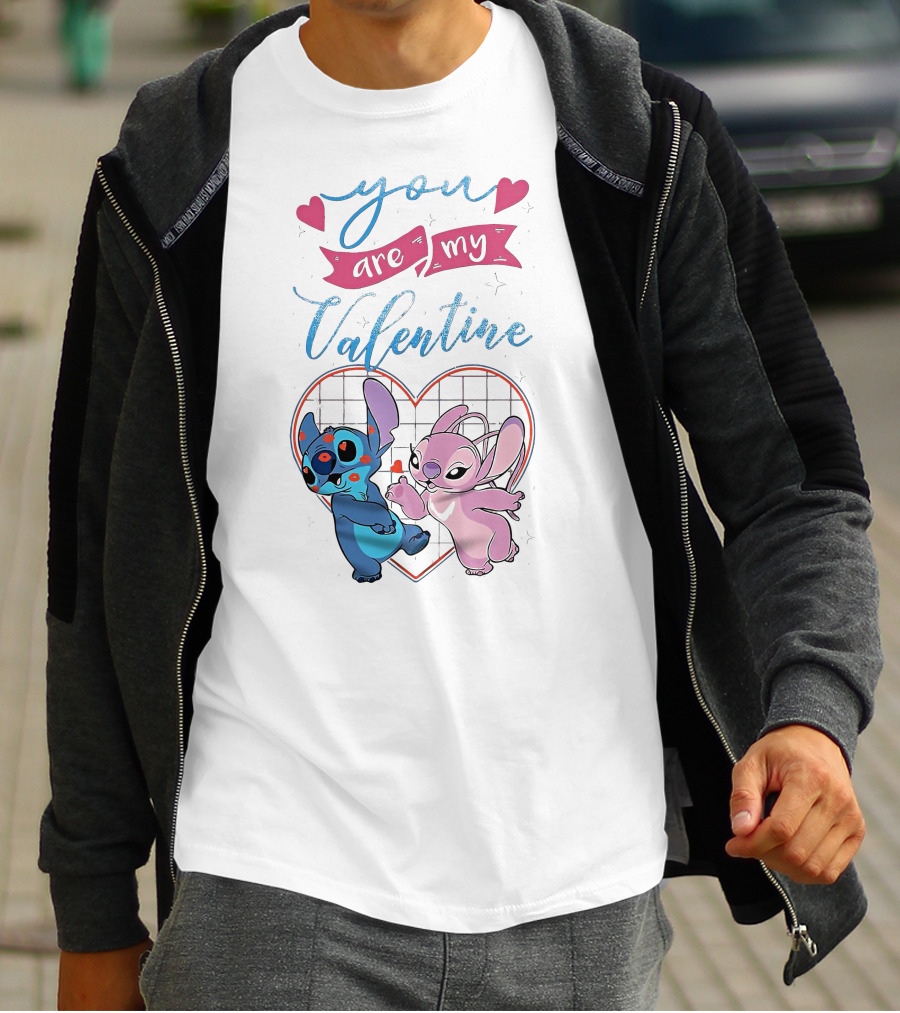 Stitch And Angel You Are My Valentine Heart T-Shirt