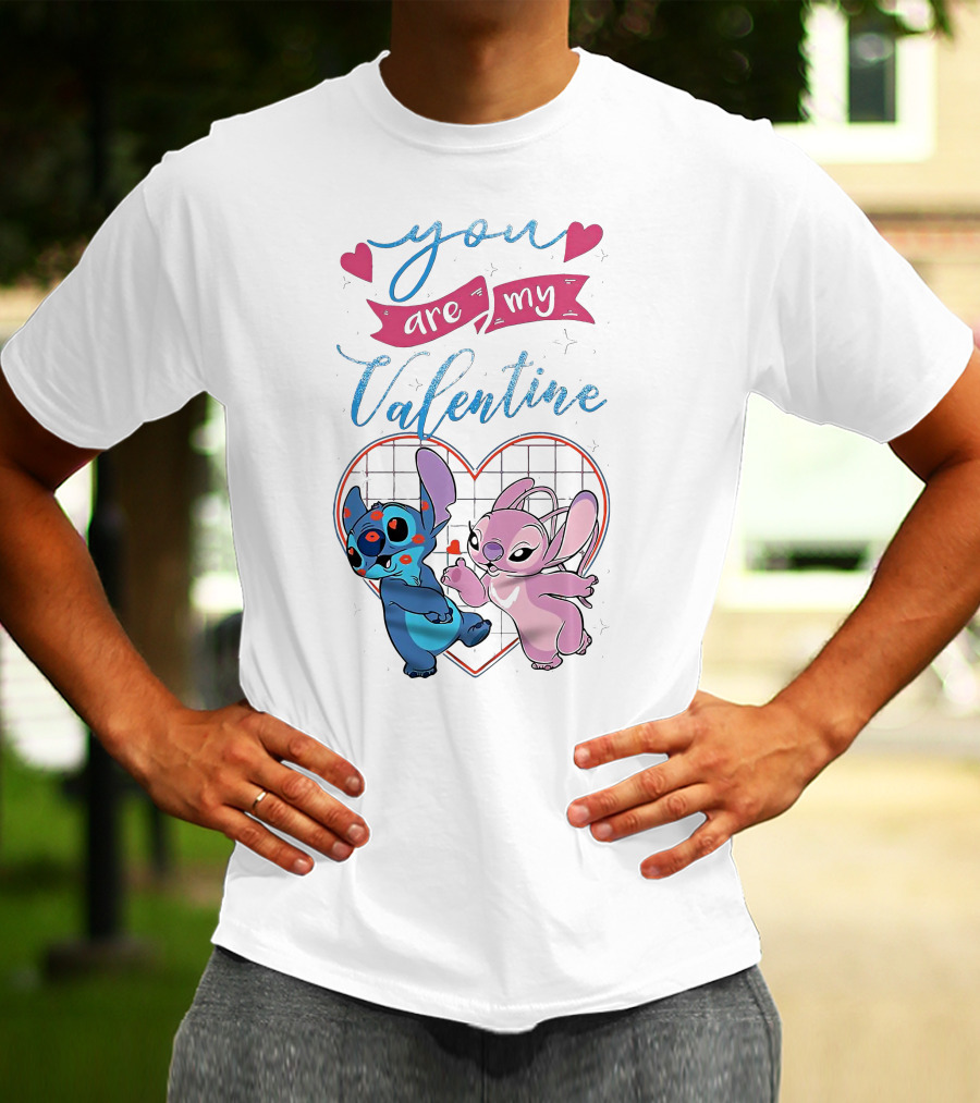 Stitch And Angel You Are My Valentine Heart T-Shirt