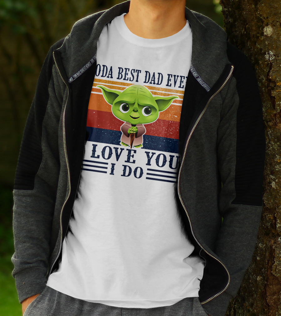 Yoda Best Dad Ever I Love You I Do Retro Stripes T-Shirt