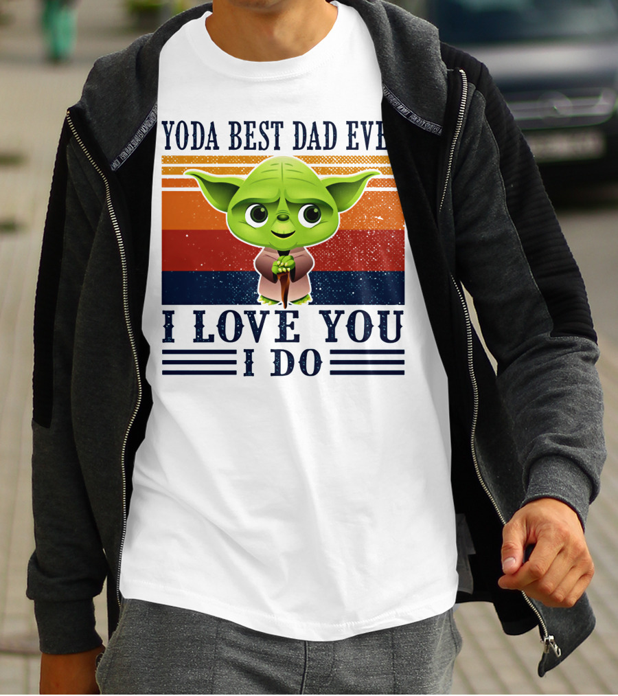 Yoda Best Dad Ever I Love You I Do Retro Stripes T-Shirt
