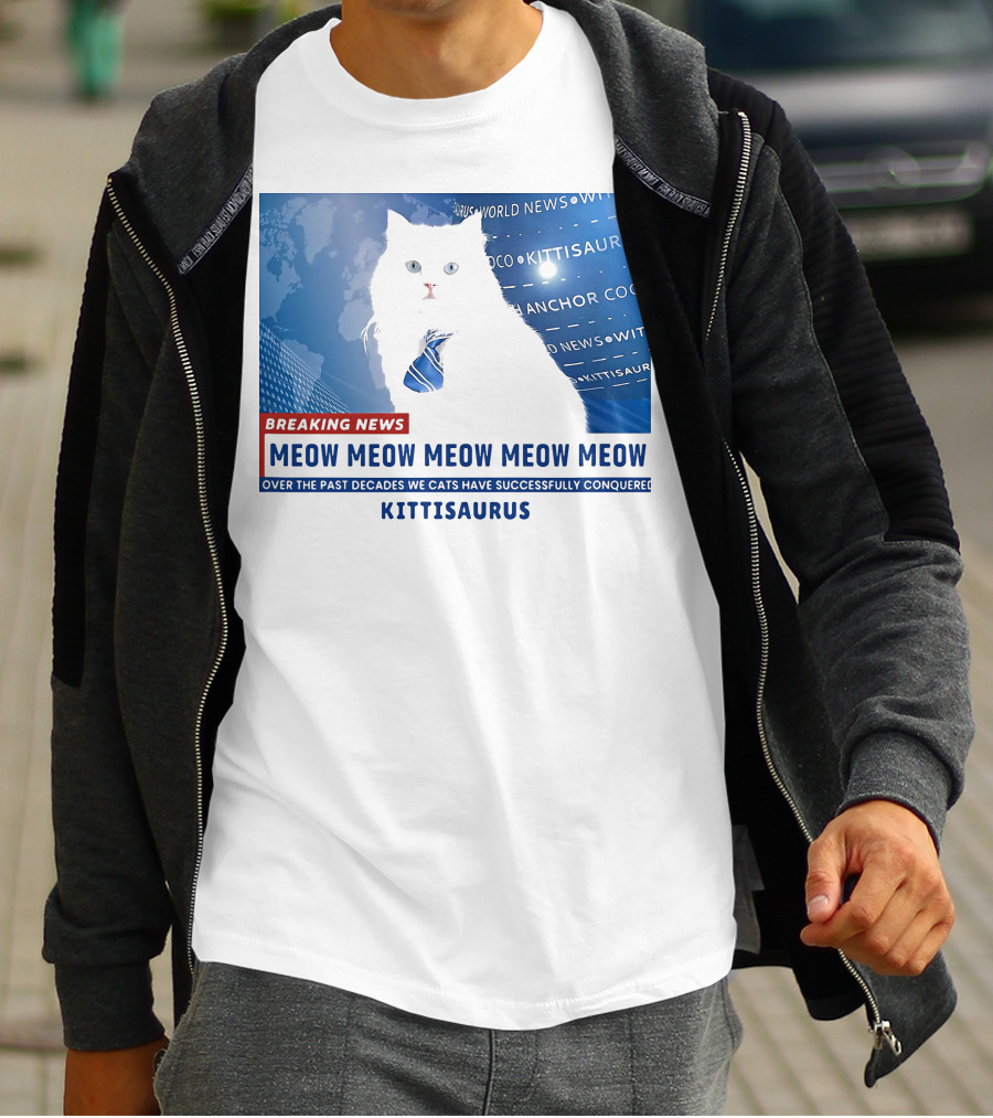 Breaking News Kittisaurus World News Anchor Coco Meow Meow Meow T-Shirt